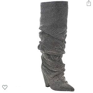 Rhinestone Covered Knee-High Slouch Boot